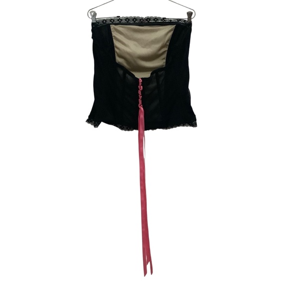Cacique Black Beige Pink Bustier Corset Lace Up Top Sz 22/24 - Picture 2 of 9
